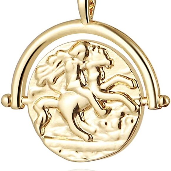 Boutique Accessories - 18K Gold Moon Star Lion Evil Eye Pendant Necklace Medallion Paperclip Chain